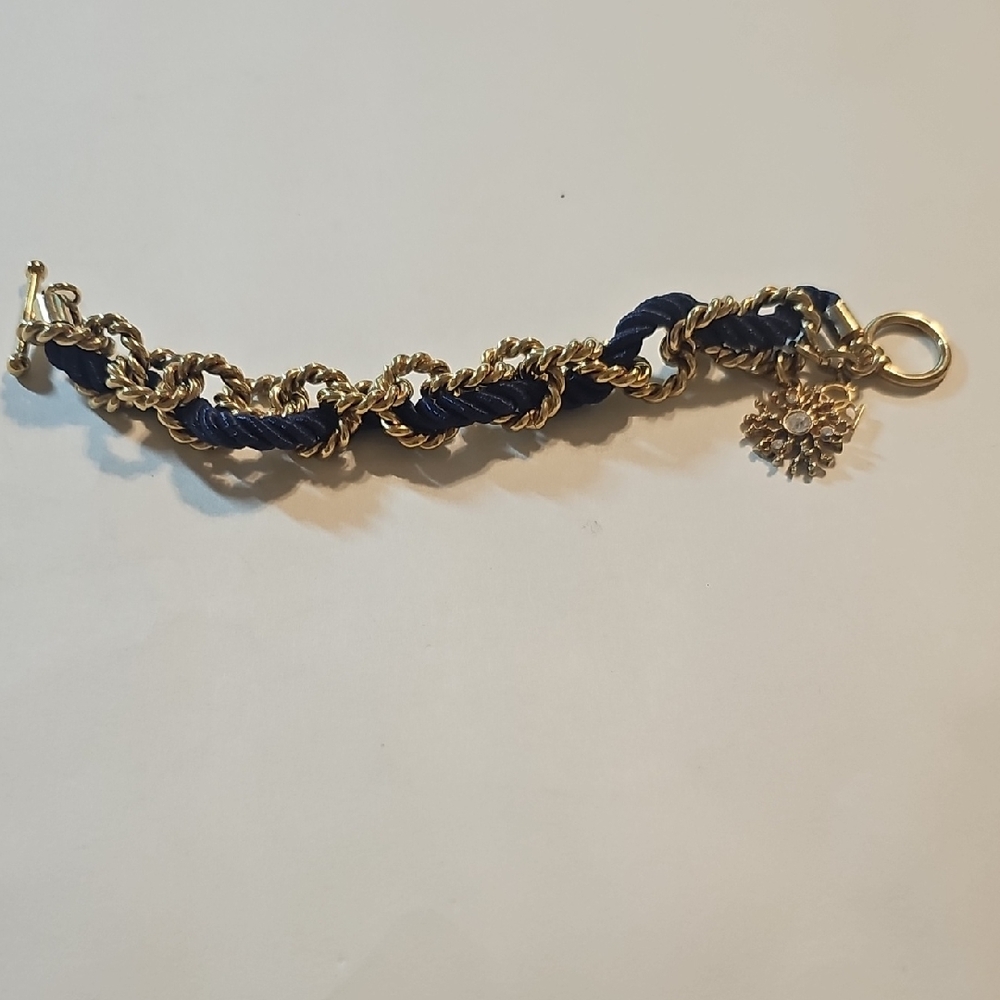 Ann Taylor Gold and Blue Braided Bracelet